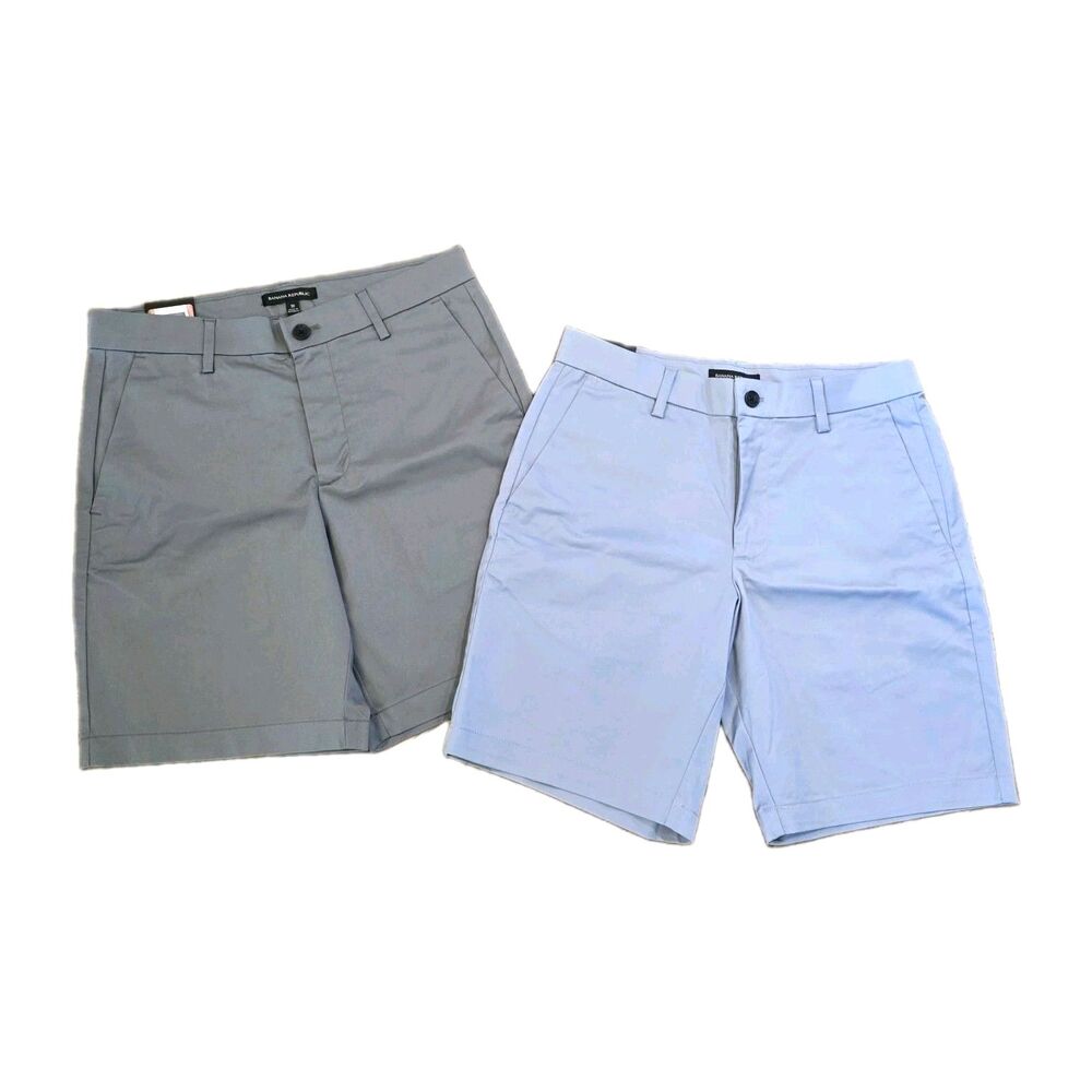 NWT Banana Republic Men’s Stretch Chino Shorts X2 Quick Dry 9" Inseam Blue Gray